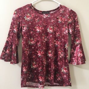 Girls Rose Velvet Top
